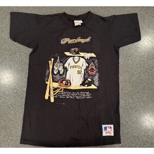 Vintage 90s Nutmeg  MLB Pittsburgh Pirates Embroidered Locker Room Tee L Basebal